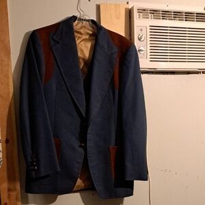 Blue Sport Blazer with Brown Suede Accents by